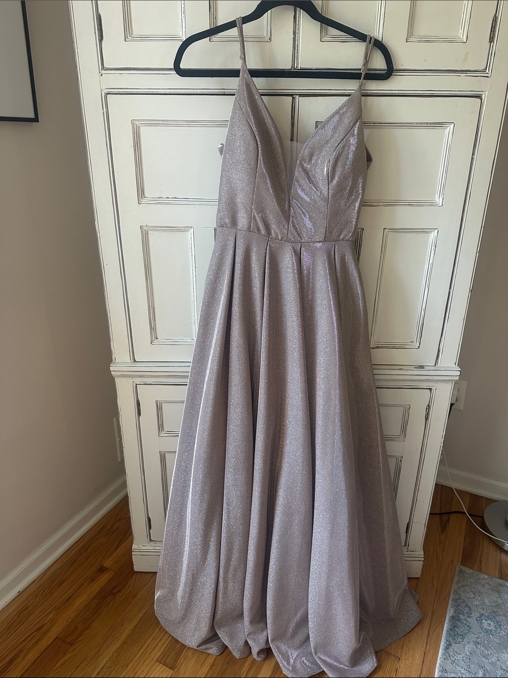B. Darlin Elegant Sparkle A-Line Evening Dress in Champagne